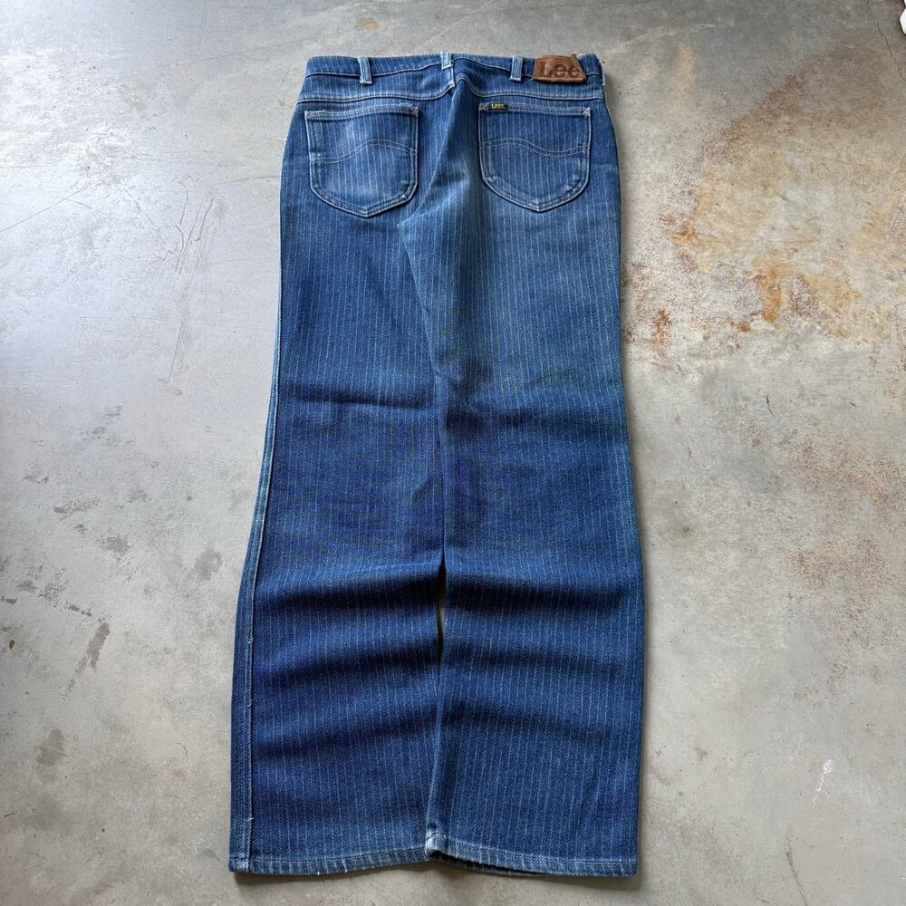 Vintage 80’s Lee Rider’s Union Made Classic Pinstripe Denim Jeans Size 32x32